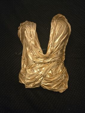 Source Unknown Gold Metallic Epoxy Resin  Draped Bustier Top